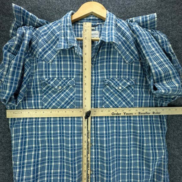 Ralph Lauren Denim & Supply Shirt Mens Extra Large Blue Pearl Snap Western Plaid - Picture 9 of 14